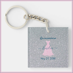 Llavero Glittering Quinceanera Commemoration Keychain