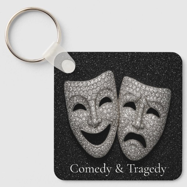 Llavero Glittery Comedy & Tragedy Drama Mask (Anverso)