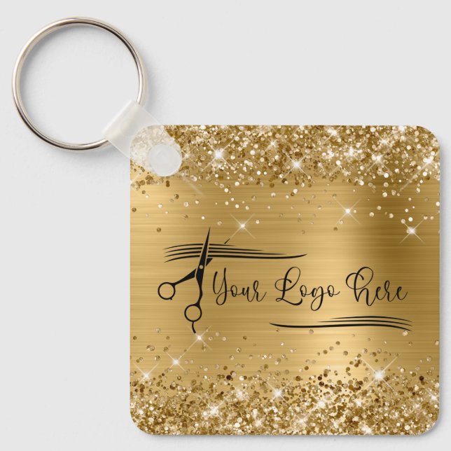 Llavero Glittery Gold Glam for Your Logo (Anverso)