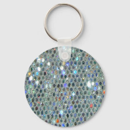 Llavero Glitzy Sparkly Silver Purpurina Bling