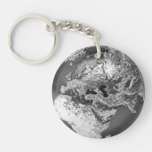 Llavero Globe plateado - Europa, 3d render