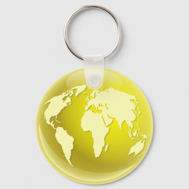 Llavero Globo del Mundo Amarillo (Anverso)