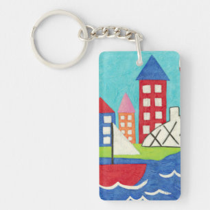 Llavero Globo del velero y del aire caliente con paisaje