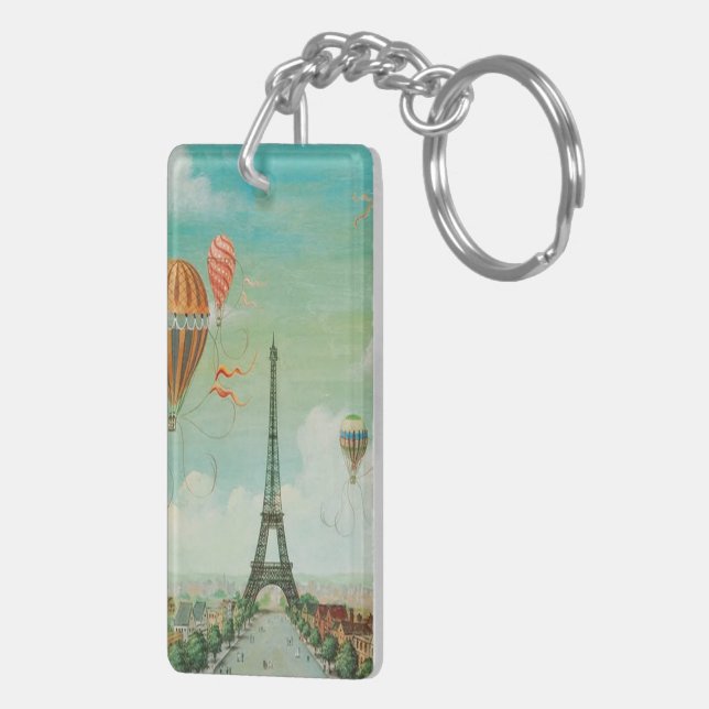 Llavero Globos vintage de PixDezines sobre parís (Atrás Derecha)