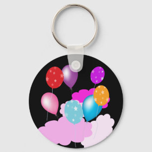 Llavero globos y nubes coloridas accesorios de fiesta