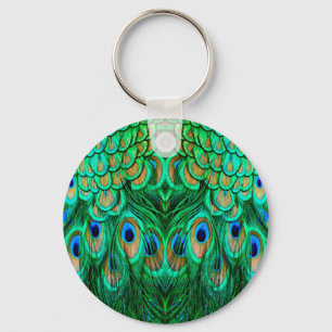 Llavero Gloriosas plumas de pavo real
