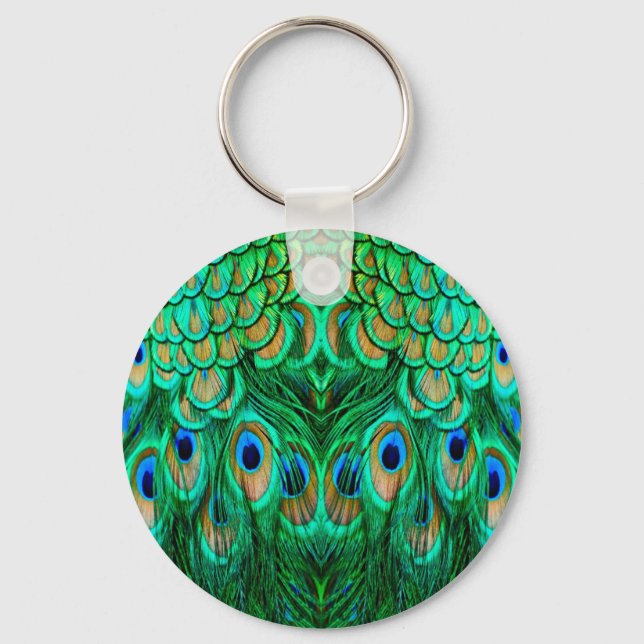 Llavero Gloriosas plumas de pavo real (Anverso)