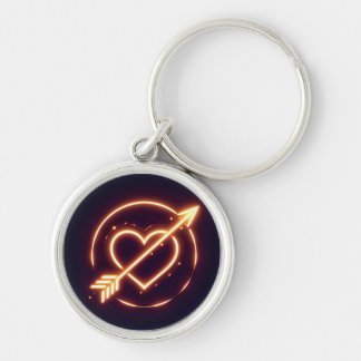 Llavero glowing image of a heart with cupid's arrow