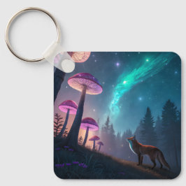 Llavero Glowing Mushroom Forest Fox Fantasy Art
