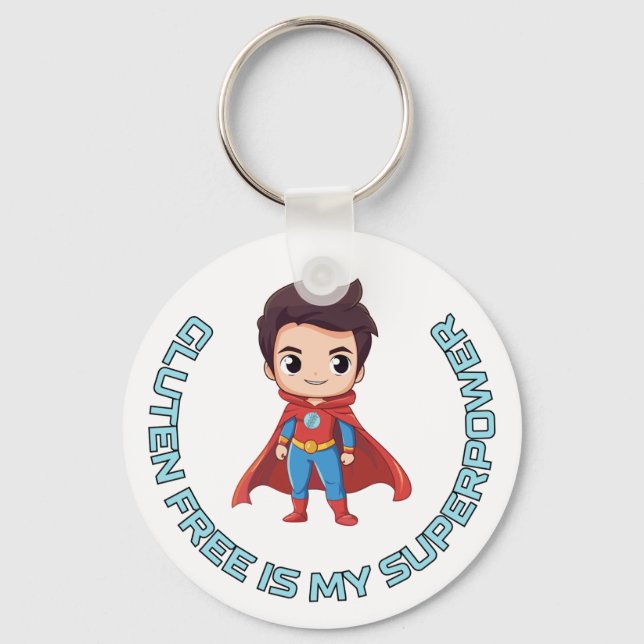 Llavero Gluten Free es mi superpoder - Héroe Celiaco de hi (Anverso)