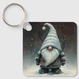Llavero Gnome de invierno en un bosque nevado