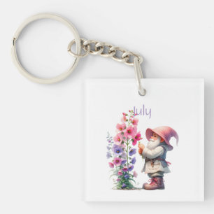 Llavero Gnome de Jardín de Julio Personalizado
