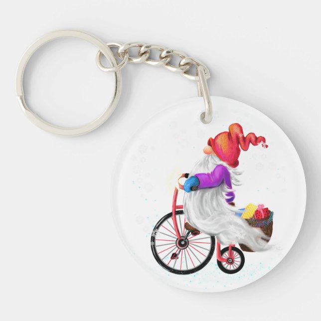 Llavero Gnome de navidades con llave de regalo (Frente)
