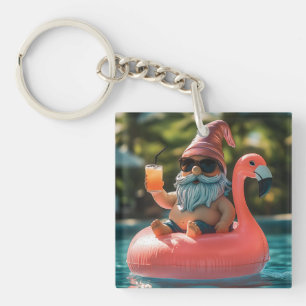 Llavero Gnome de verano en gafas de sol en el suelo de fla