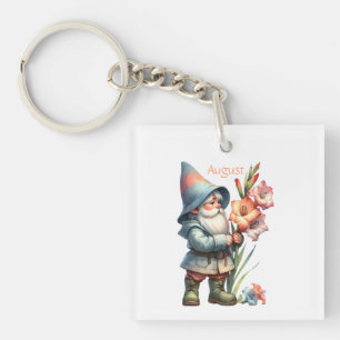 Llavero Gnome del Jardín de Agosto Personalizado