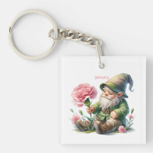 Llavero Gnome del Jardín de Enero Personalizado