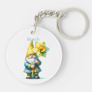 Llavero Gnome del Jardín de Marzo Personalizado