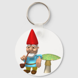 Llavero gnome leaning on mushroom