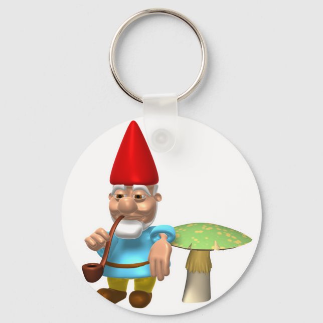 Llavero gnome leaning on mushroom (Anverso)