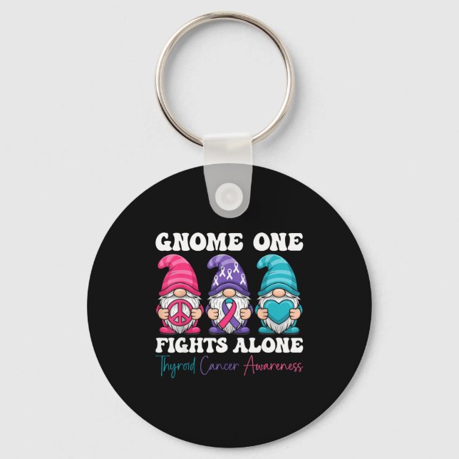 Llavero Gnome One Fights Alone - Christmas Thyroid Cancer  (Anverso)
