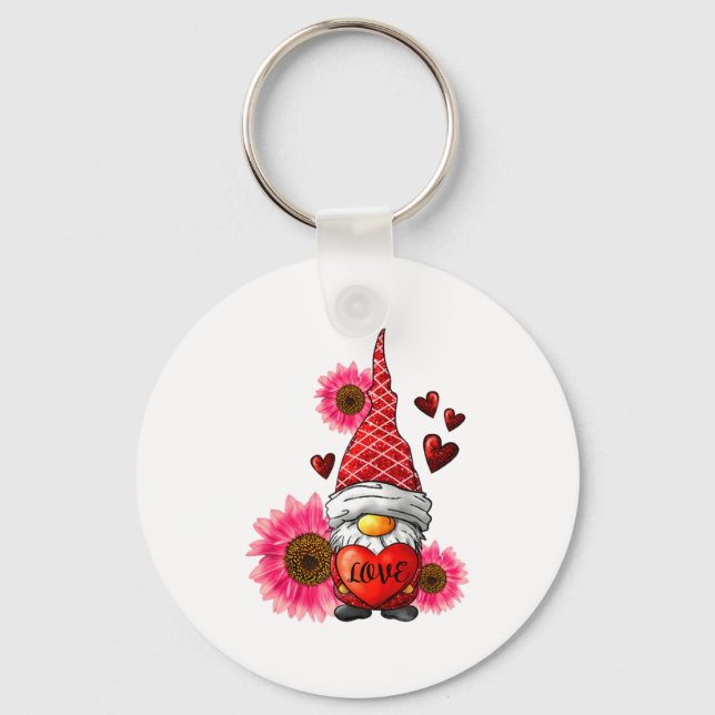Llavero Gnome Valentines Day Cute Gnome Heart Leopard Sunf (Anverso)