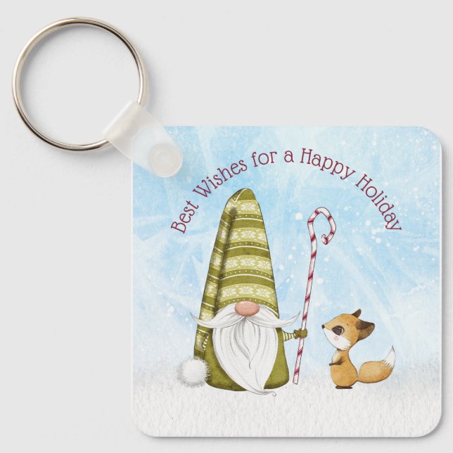 Llavero Gnome y Fox son los mejores deseos de feliz Person (Anverso)