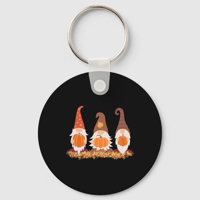 Llavero Gnomes Caídos Y Hojas Otoño Gráfica Cuta (Anverso)