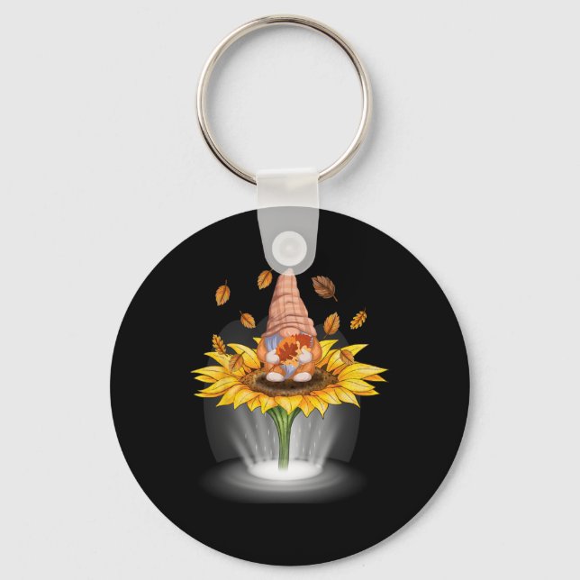 Llavero Gnomes Fall Leaf Tree Otoño Beam Sunflower Gracias (Anverso)