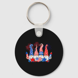 Llavero Gnomes graciosos Bandera Patriótica Americana Cute