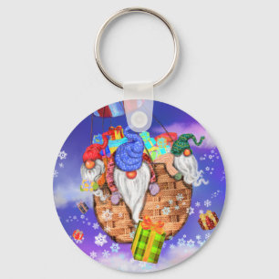 Llavero Gnomes navidades vuelan en globo y dan regalos