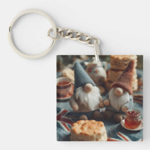 Llavero Gnomes patrióticos disfrutando del té de la tarde 