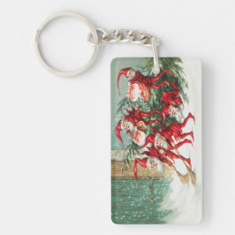 Llavero Gnomes sweeping snow with a broom