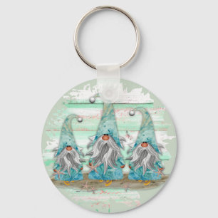 Llavero Gnomes Tropical Blue Watercolor Beach