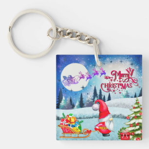 Llavero Gnomo Navideño Nevado y Regalos del Trineo de Sant