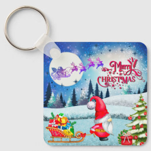 Llavero Gnomo Navideño Nevado y Regalos del Trineo de Sant