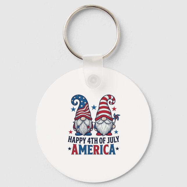 Llavero Gnomos Patrióticos Feliz 4 de Julio Camiseta Améri (Anverso)