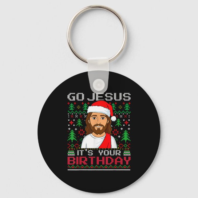 Llavero Go Jesus It's Your Birthday Ugly Jesus Christmas S (Anverso)