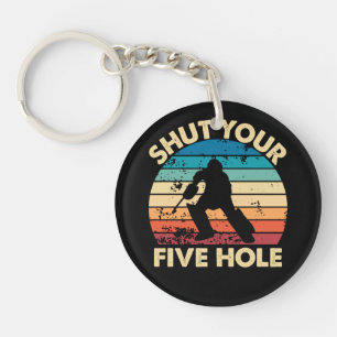 Llavero Goalie de hockey sobre hielo Funny cierra tu retro