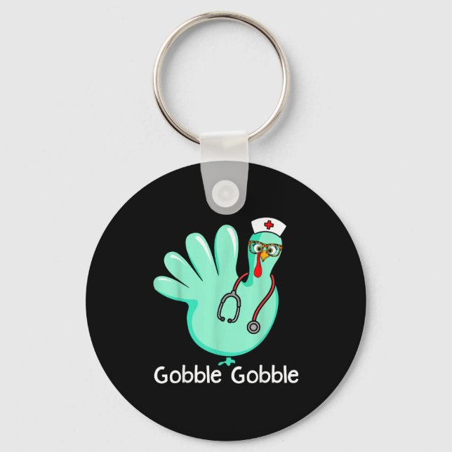 Llavero Gobble Gobble Funny Turkey Glove Thanksgiving Nurs (Anverso)