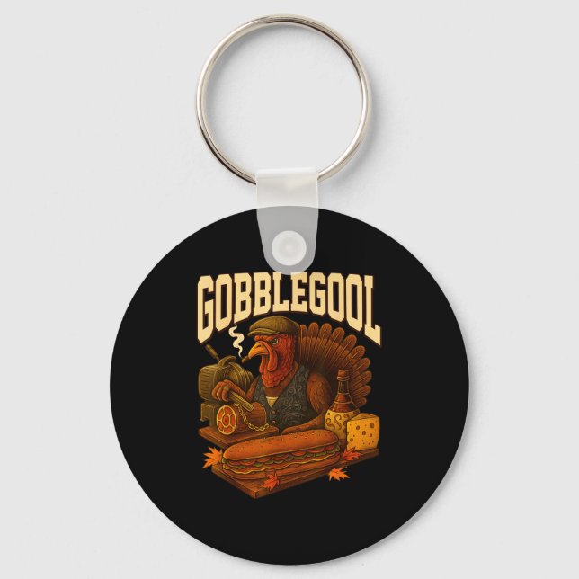 Llavero Gobbol Turkey Gobble Gool Thanksgiving Retro  (Anverso)