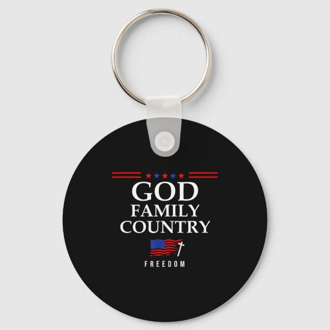 Llavero God Family Country Us Flag Christian Saying Dom Je (Anverso)