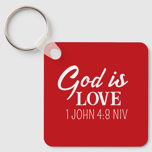 Llavero God is Love Bible Verse Christian Faith Red (Anverso)