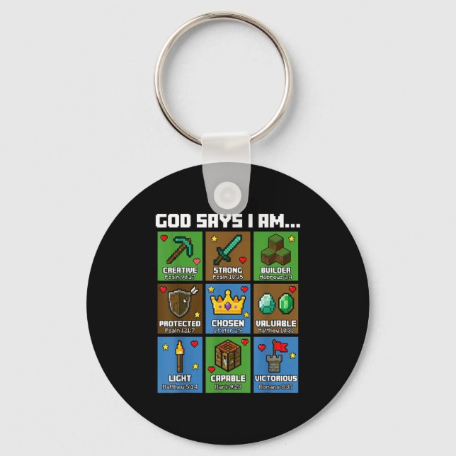 Llavero God Says I Am Bible Verses Xel Art Christian Gamer (Anverso)