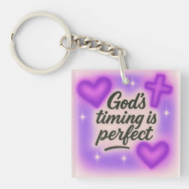 Llavero god's timing is perfect airbrush retro 90s purple