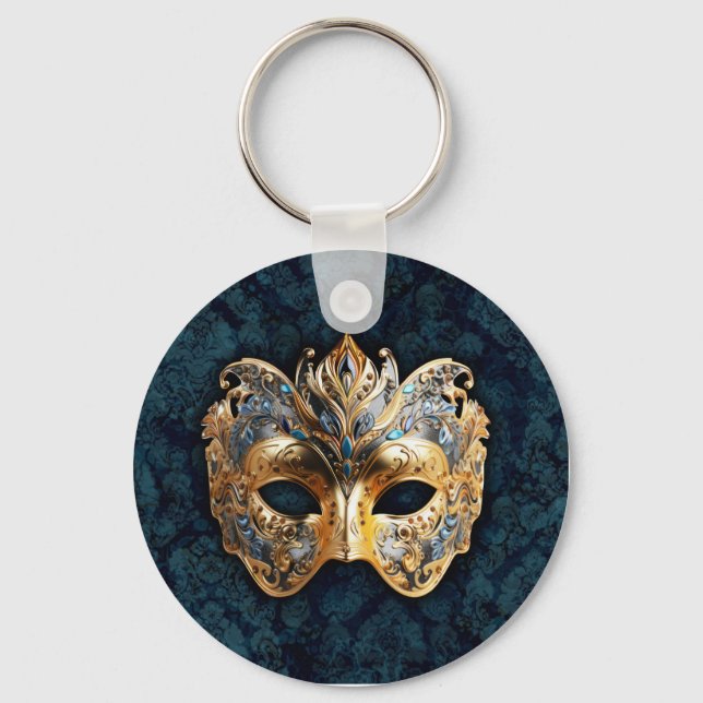 Llavero Gold and Silver Ornate Masquerade Mask (Anverso)