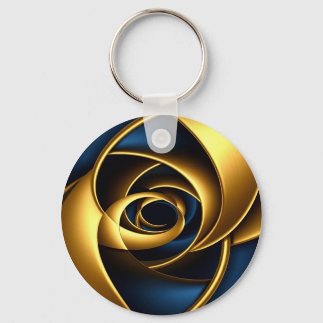 Llavero gold blue spiral abstract vortex pattern luxury ge (Anverso)