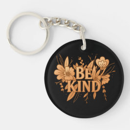 Llavero Gold Floral “Be Kind” Acrylic Circle Keychain