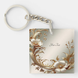 Llavero Gold Floral Keychain
