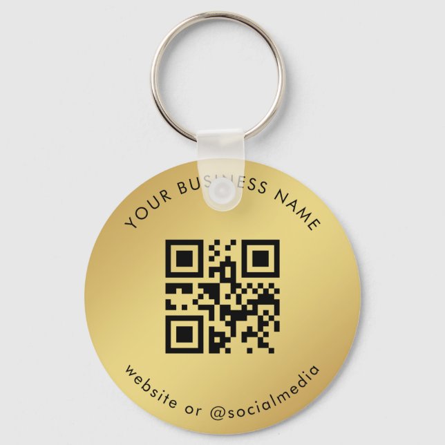 Llavero Gold Gradient Your Custom Business Qr Code Scan (Anverso)