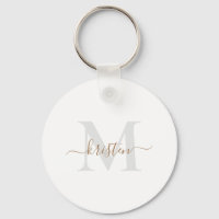 Gold & Grey Script Monogram White 